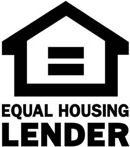 A black and white image of an equal housing lender logo.